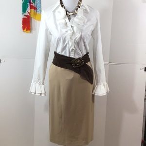 Lena Gabrielle taupe pencil skirt 14 NWT
